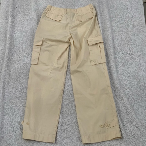 Lauren Ralph Lauren Women's 8 Cargo Pants Cream 100% Cotton Adjustable Wide Leg - Picture 7 of 14